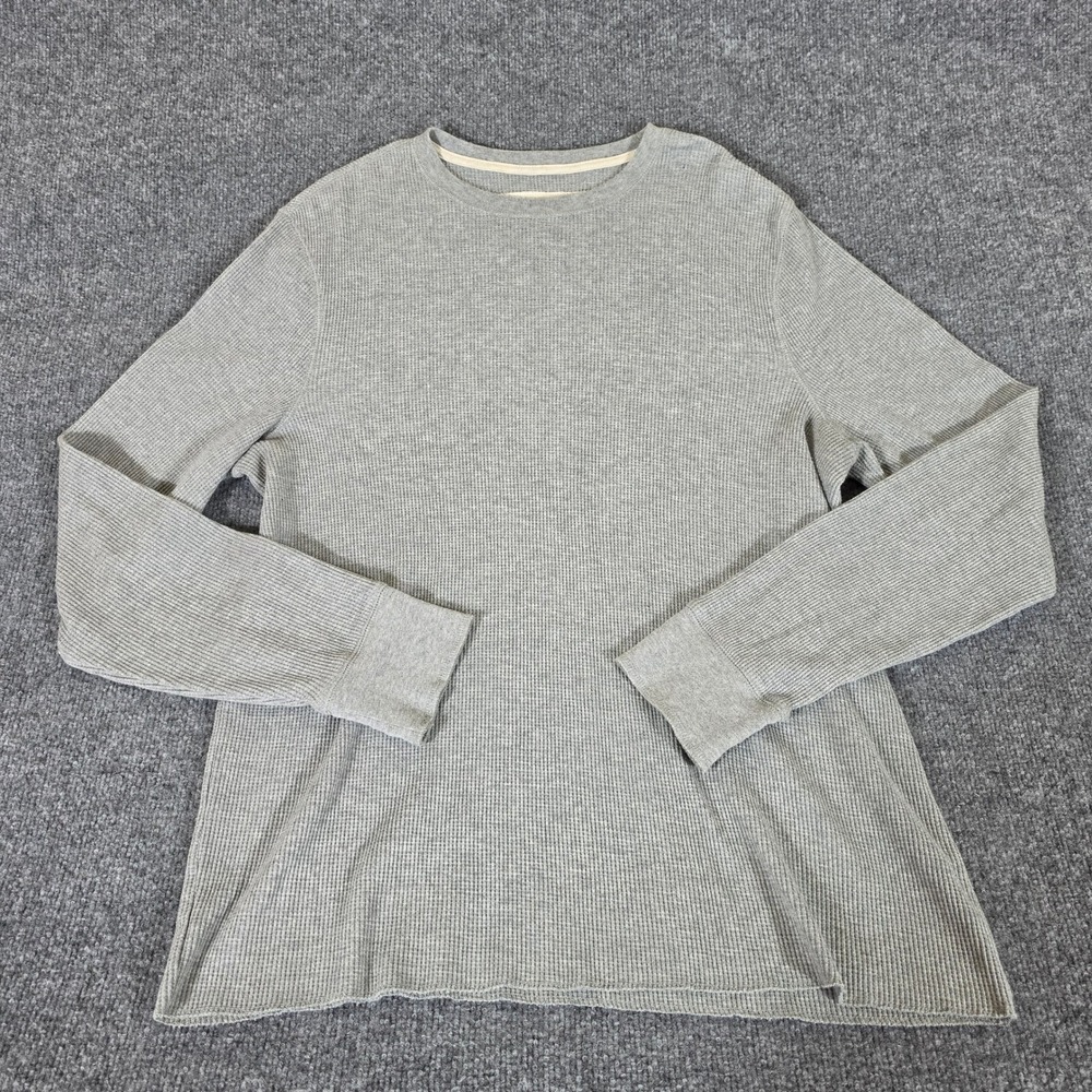 Y2K Urban Pipeline Essential Mens Gray Waffle Knit Thermal Long Sleeve Shirt XXL